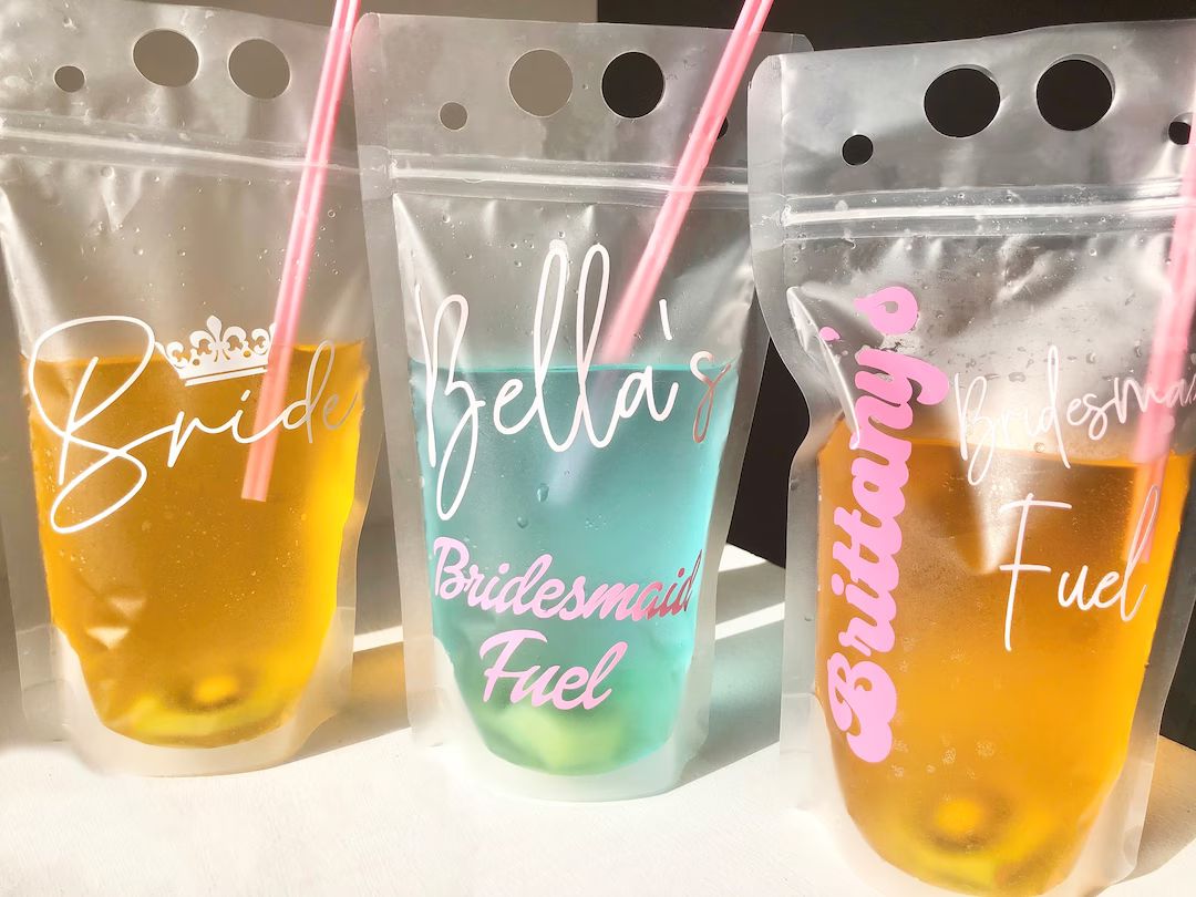 Personalized Drink Pouches for Bachelorette Party Bridesmaid - Etsy | Etsy (US)