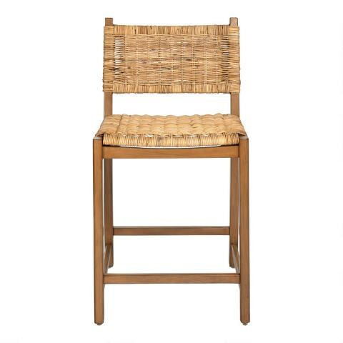 Amolea Vintage Acorn and Rattan Counter Stool | World Market
