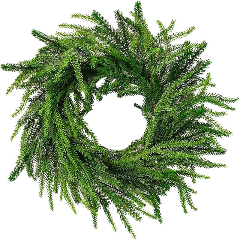 Christmas Norfolk Pine Wreath,20 Inch Artificial Green Wreath Greenery Realistic Wreath for Front... | Amazon (US)