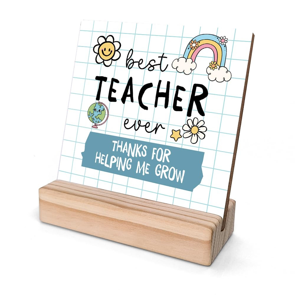 Teacher Appreciation Sign, Thanks for Helping Grow Wooden Sign, Thank You Gift for Teacher, Best ... | Amazon (US)