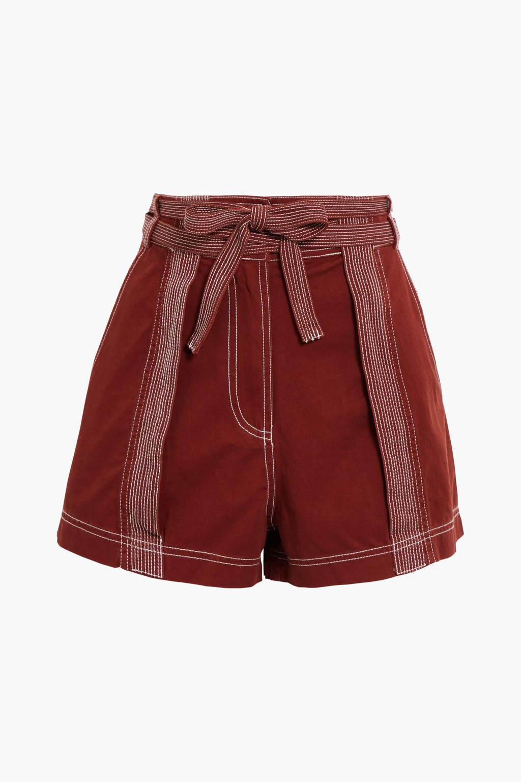 Brick Gavin belted topstitched cotton-twill shorts | ULLA JOHNSON | THE OUTNET | The Outnet (US and CA)