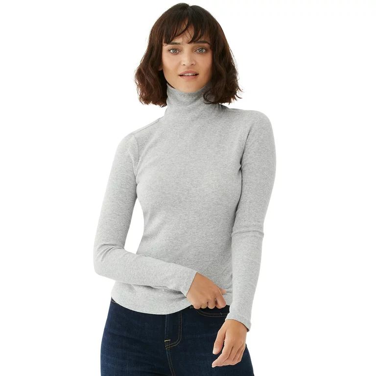Free Assembly Women's Fine Rib Turtleneck Sweater, Lightweight | Walmart (US)