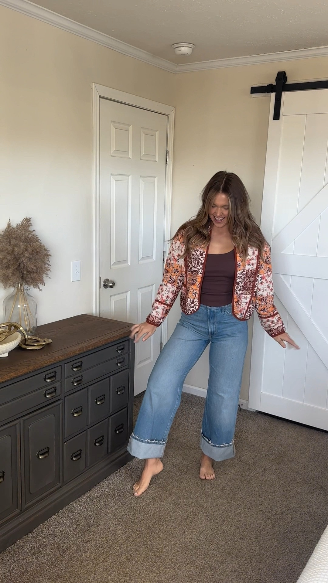 Easy spring look 
Small tank
Medium jacket
Size 8 jeans and I cuffed them!! 

#LTKStyleTip #LTKWatchNow