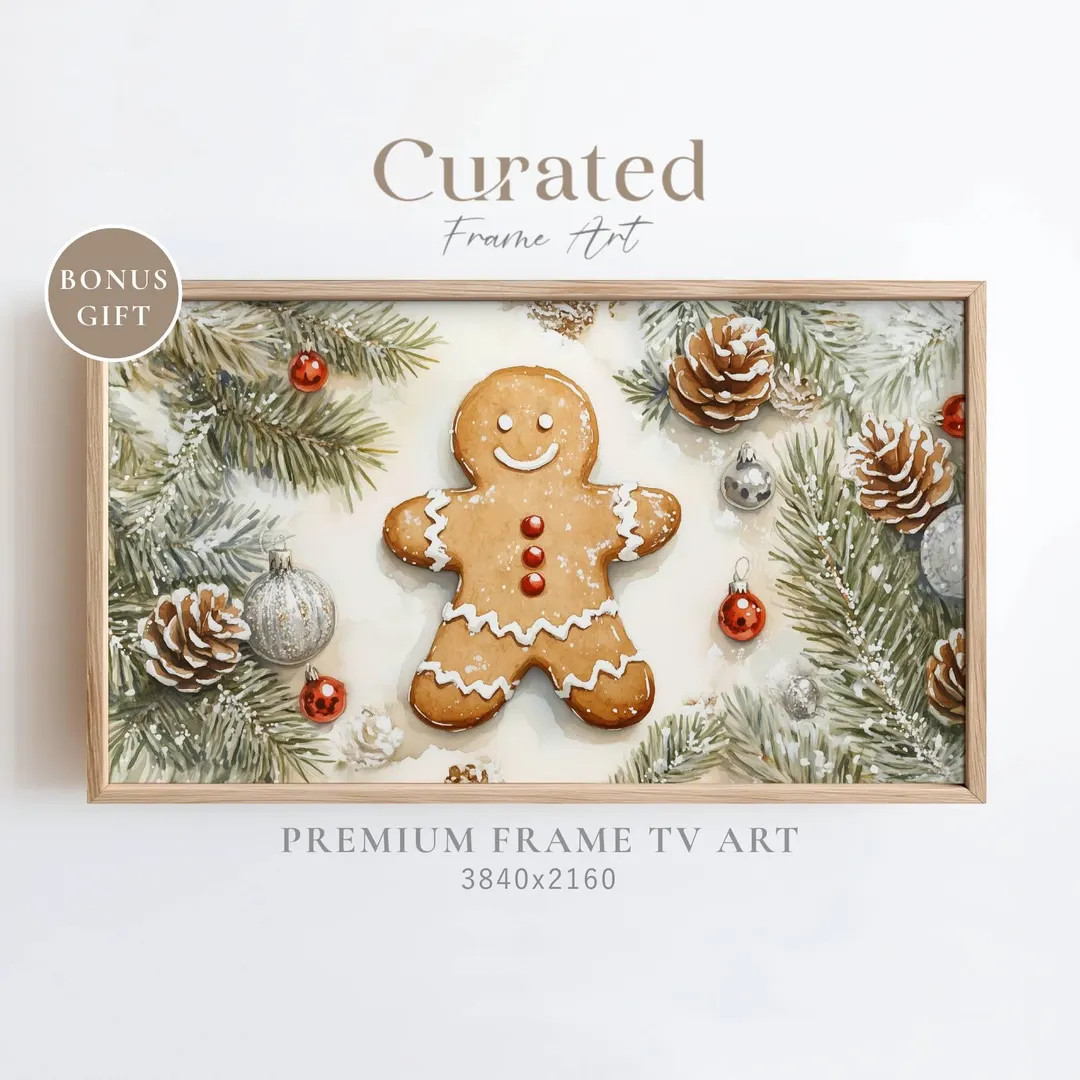 Christmas Samsung Frame TV Art, the Gingerbread Man Art for TV, Vintage Festive Art for TV, Winte... | Etsy (US)