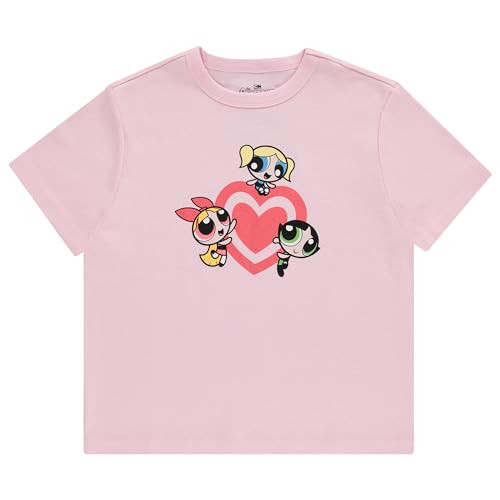 Ladies Powerpuff Girls Ribbed T-Shirt - Powerpuff Fitted Ribbed T-Shirt - Blossom Bubble and Buttercup Shirt (Light Pink, Medium) | Amazon (US)