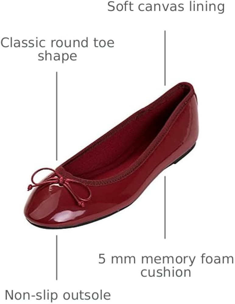 FEVERSOLE Women's Macaroon Colorful Memory Foam Cushion Insock Patent Ballet Flat | Amazon (US)