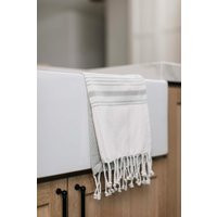 Gibson Turkish Striped Hand Towel - Grey | THELIFESTYLEDCO