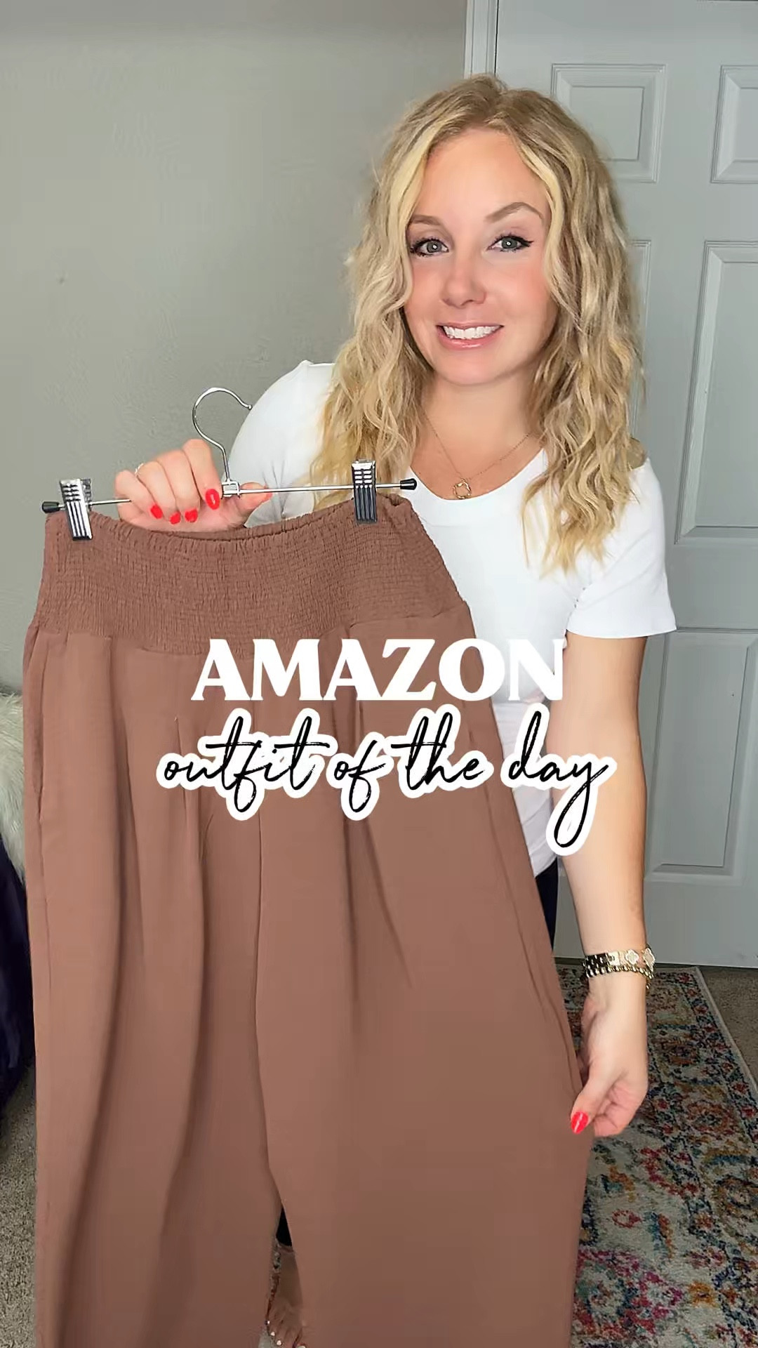 Spring outfit idea from amazon — brown flowy pants, white tee, oversized denim jacket, and sling bag. Grab your normal size with everything 






outfit inspo, outfit ideas, casual outfits amazon, amazon outfits every day, spring outfits 2026, summer outfits

#LTKSaleAlert #LTKootd #LTKPetite