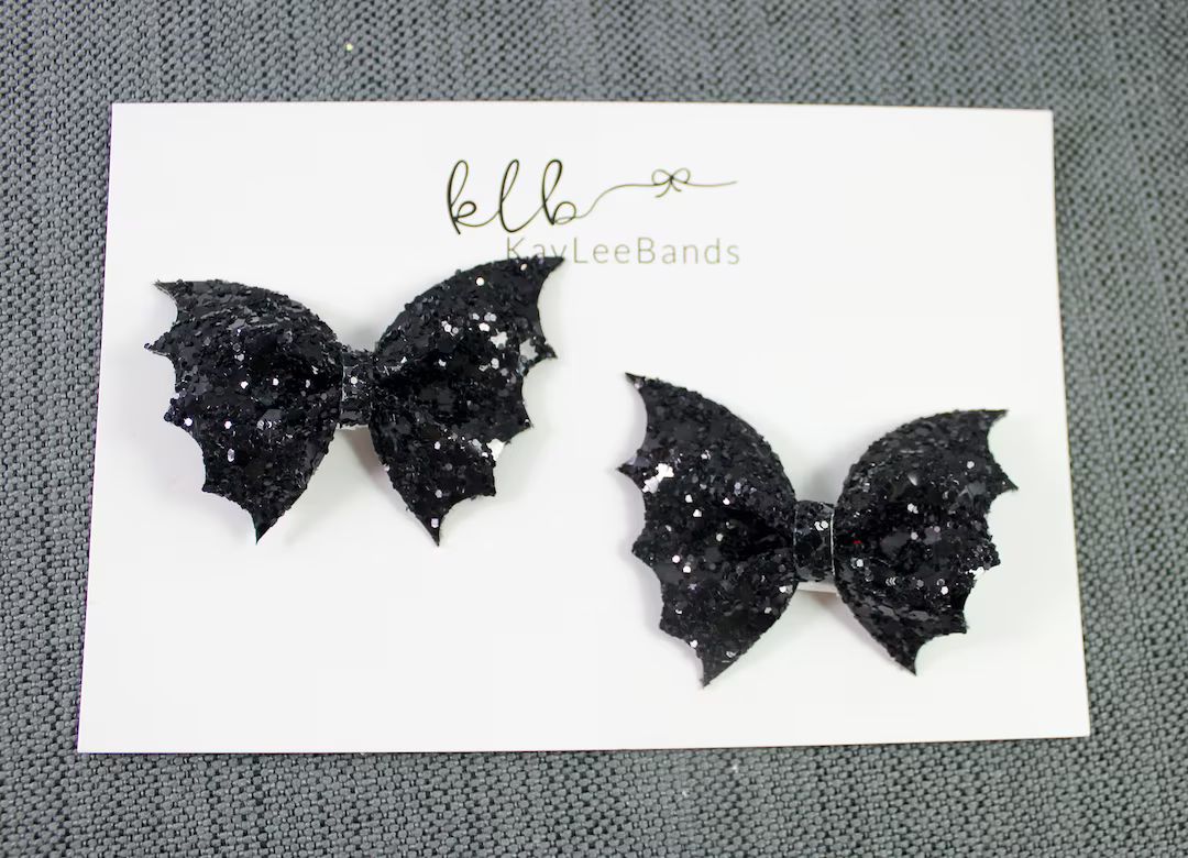 Bat Pigtail Bows Halloween Hair Bows Hair Bow Clips - Etsy | Etsy (US)
