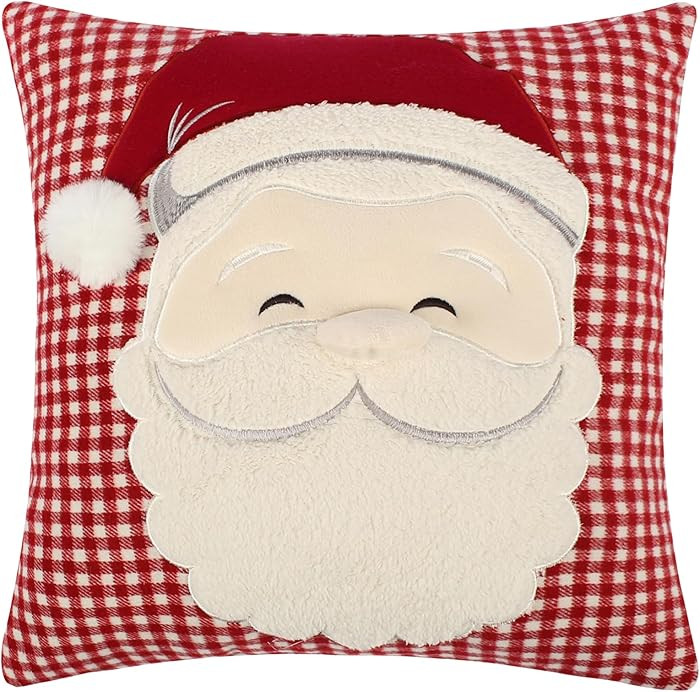 Levtex Home - Peppermint Plaid Christmas - Christmas Decorative Pillow (18 x 18in.) - Santa - Red... | Amazon (US)