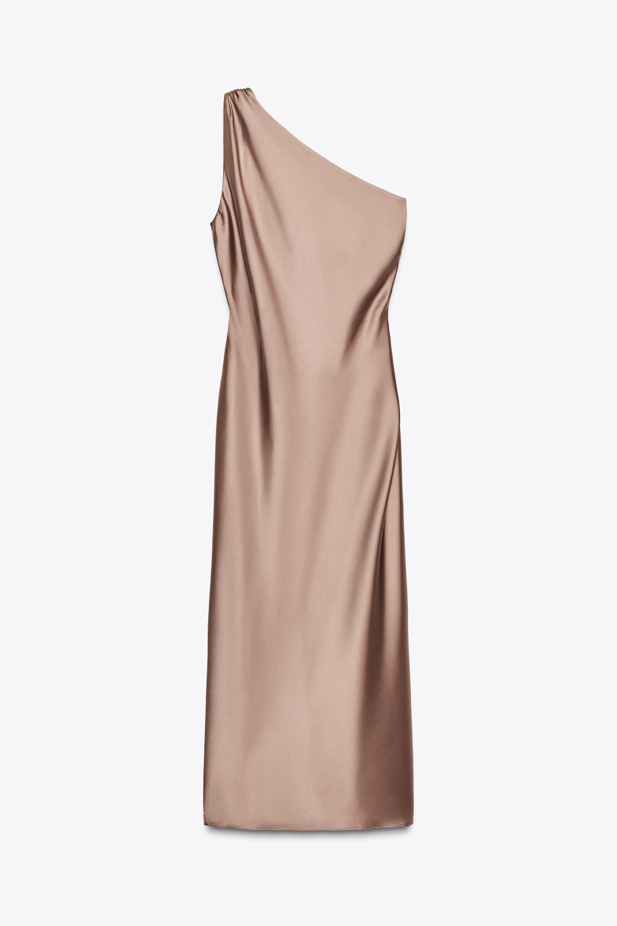 ASYMMETRIC SATIN EFFECT MAXI DRESS | Zara US