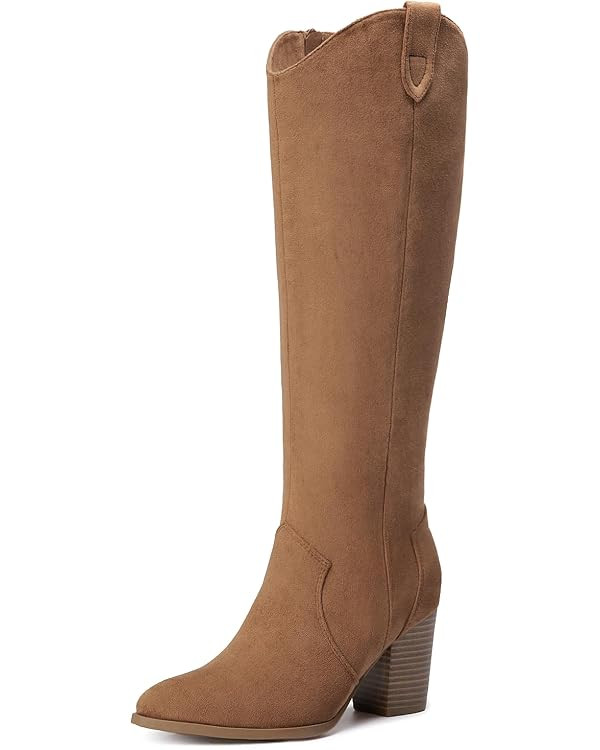 Suede Knee High Boots Women Fall Tall Boots with Side Zipper | Amazon (US)