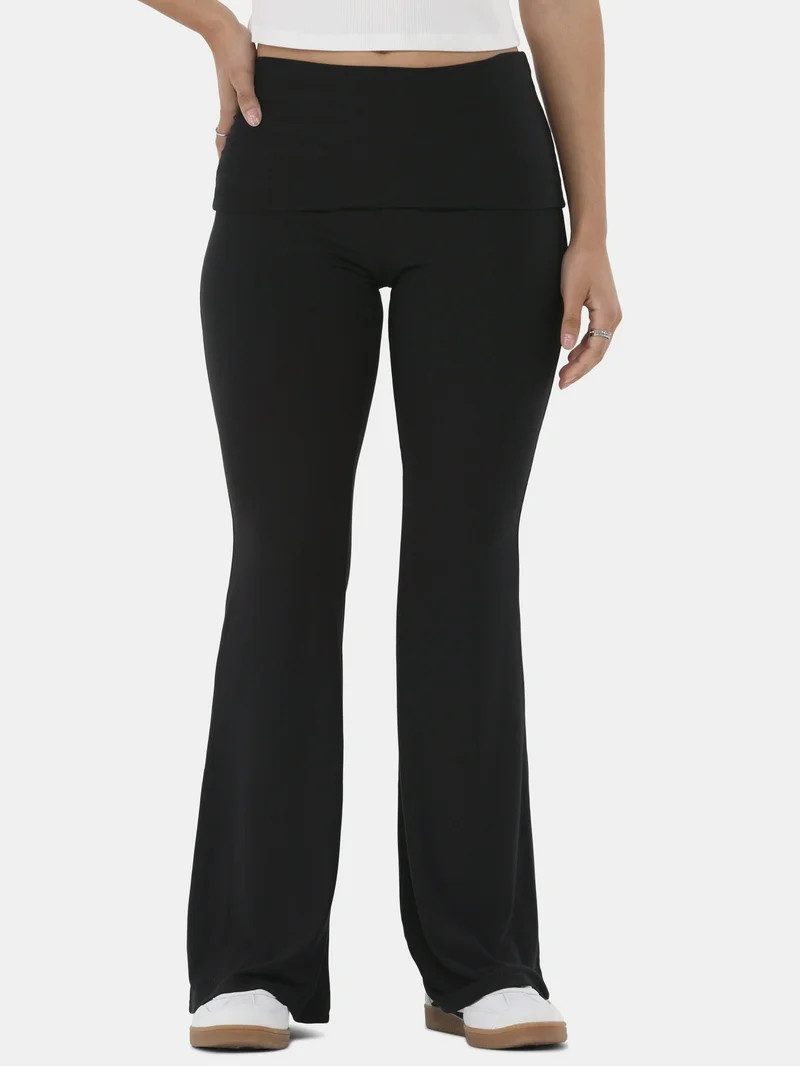 No Boundaries Foldover Flare Pant, Women's | Walmart (US)