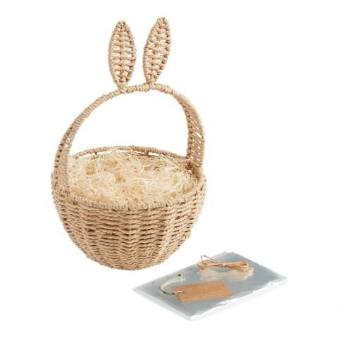 Bunny Ears Woven Easter Gift Basket Kit | World Market