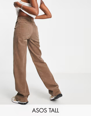 ASOS DESIGN Tall corduroy slouchy dad pants in biscuit | ASOS (Global)