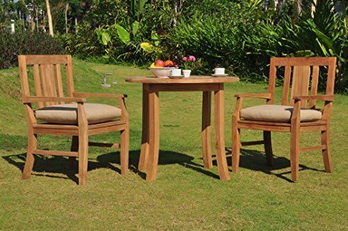 3 PC A Grade Outdoor Patio Teak Dining Set - 36" Round Table & 2 Osawa Arm Chairs | Amazon (US)