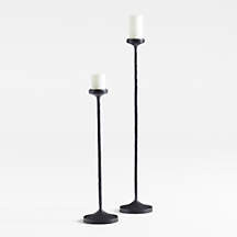 Maloy Black Metal Floor Pillar and Taper Holders, Set of 2 + Reviews | Crate & Barrel | Crate & Barrel