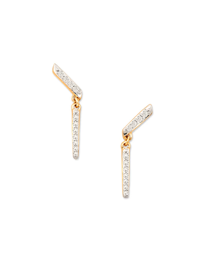 Mina 14k Yellow Gold Drop Earrings in White Diamond | Kendra Scott