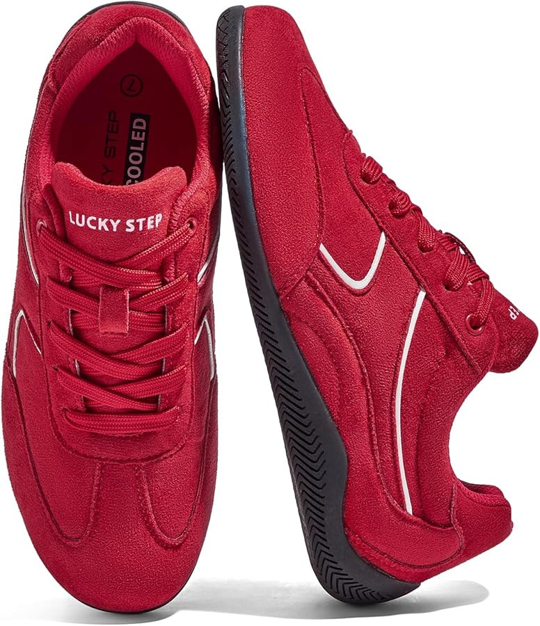 LUCKY STEP Women's Retro Casual Fashion Sneakers Classic Tennis Thin Sole Low Top Lightweight Run... | Amazon (US)