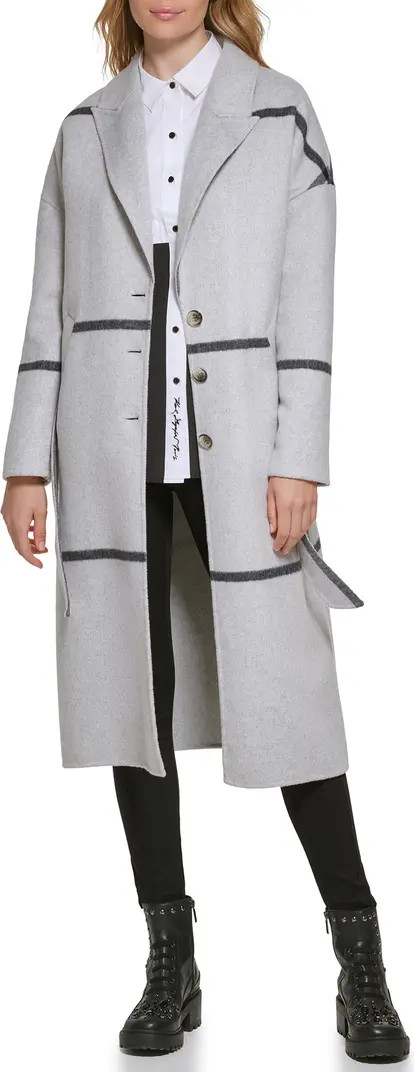 KARL LAGERFELD PARIS Oversize Plaid Wool Blend Coat | Nordstromrack | Nordstrom Rack