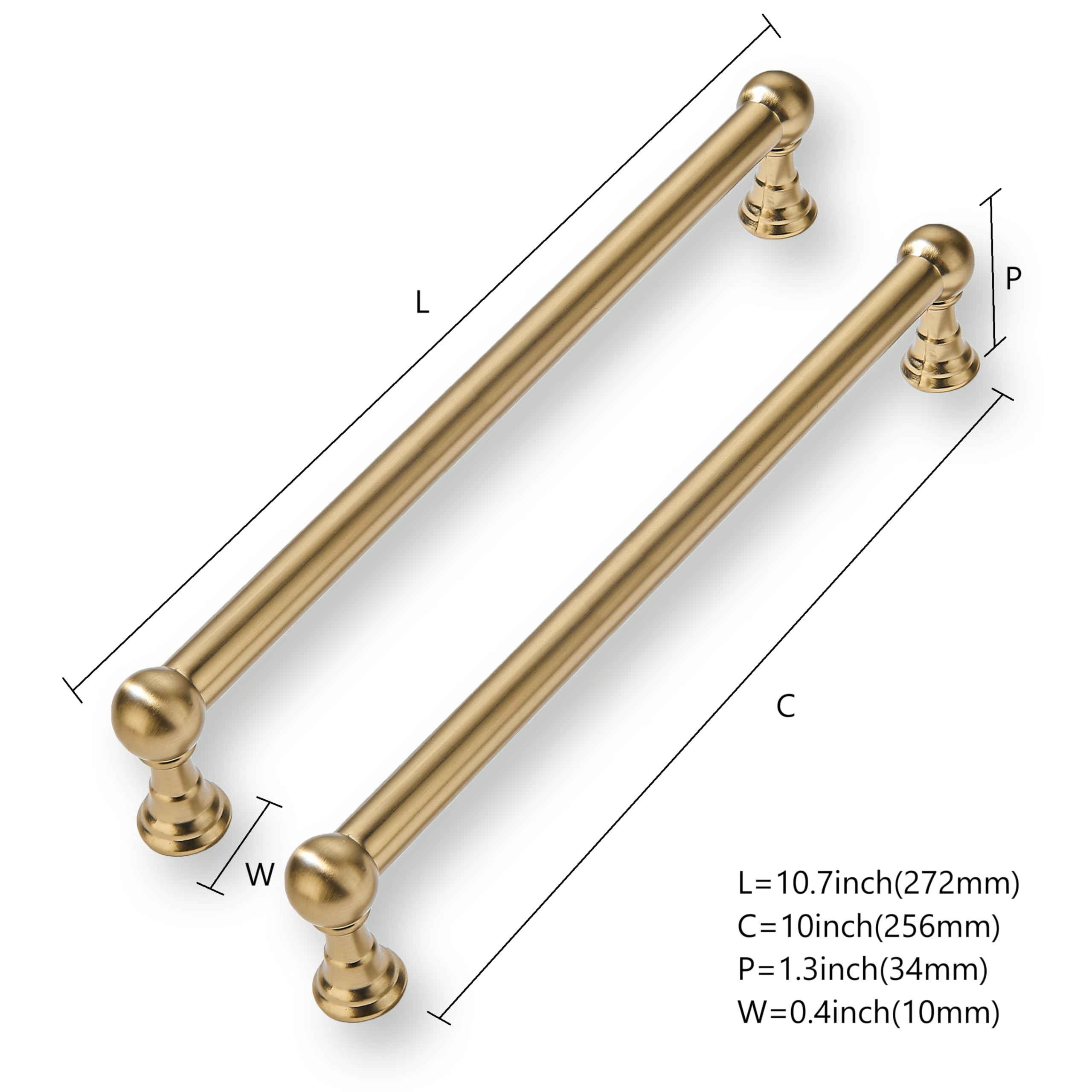 2 Pack 10 Inch Solid Kitchen Cabinet Handles Champagne Bronze Heavy Duty Cabinet Pulls Drawer Pul... | Amazon (US)