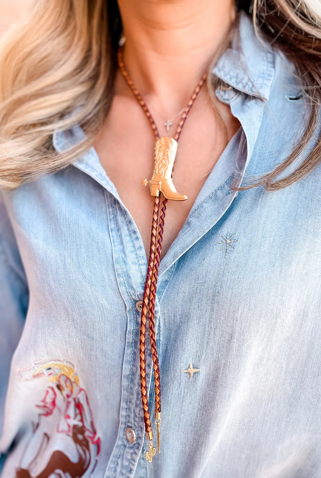 Boot Scoot Bolo Tie - Gold | Tucker Brown