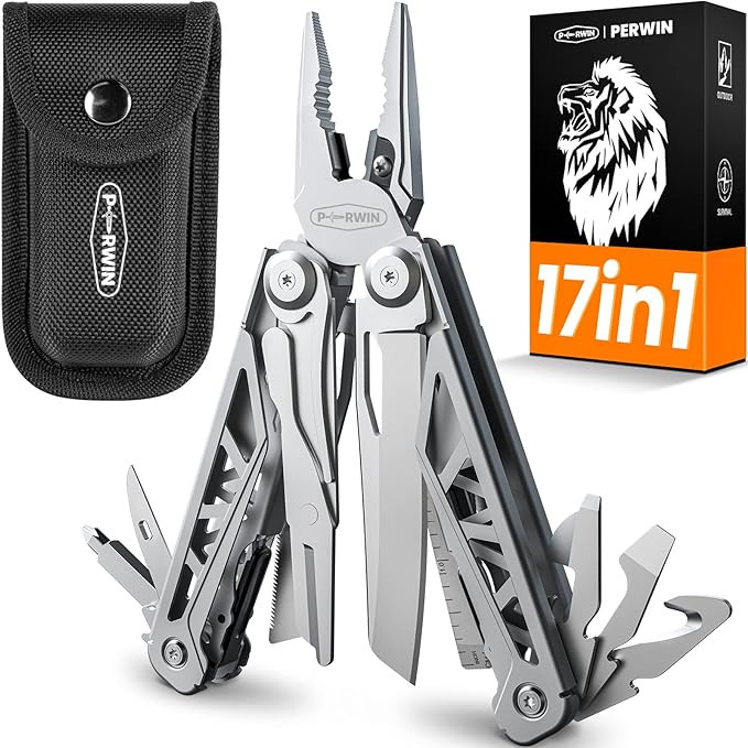 Multitool, 17-in-1 Stainless Steel Multi Tool Pliers with Self-Locking, Pocket Knife, Nylon Sheat... | Amazon (US)