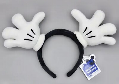 DISNEY PARKS MICKEY MOUSE Plush WHITE GLOVES MOUSE EARS Headband HAT Hairband | eBay US