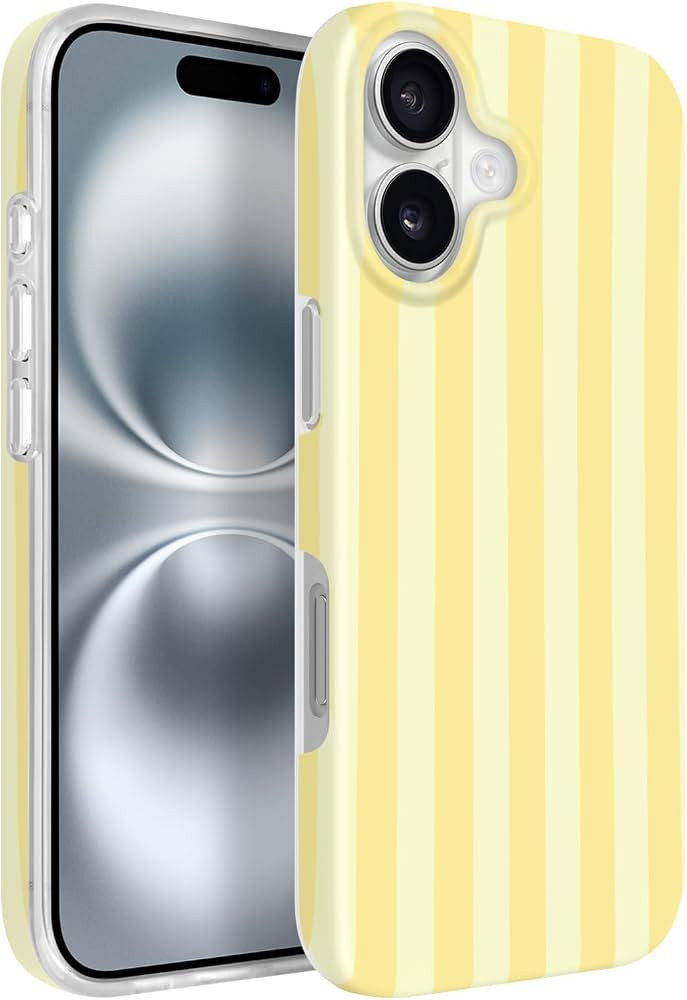Newseego for iPhone 16 Case, Cute Aesthetic Yellow Striped Design Phone Case for Girls Women Men ... | Amazon (US)