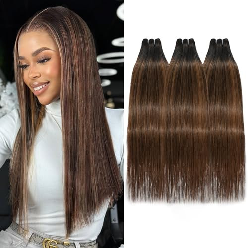 WEQUEEN Bundles Human Hair Straight Brazilian Virgin Unprocessed 16A 16 18 20 Inch Real 3 Bundles Hair Weave t1b30 | Amazon (US)