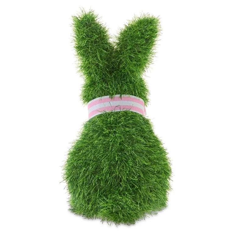 Faux Grass Standing Bunny Topiary, Green, 15", Easter by Way To Celebrate | Walmart (US)