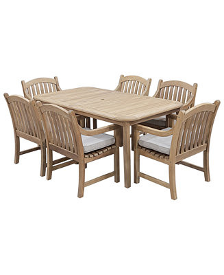 Bristol 118" Rectangular Extension Outdoor Dining Set (Table and 6 Dining Chairs), Created for Ma... | Macy's