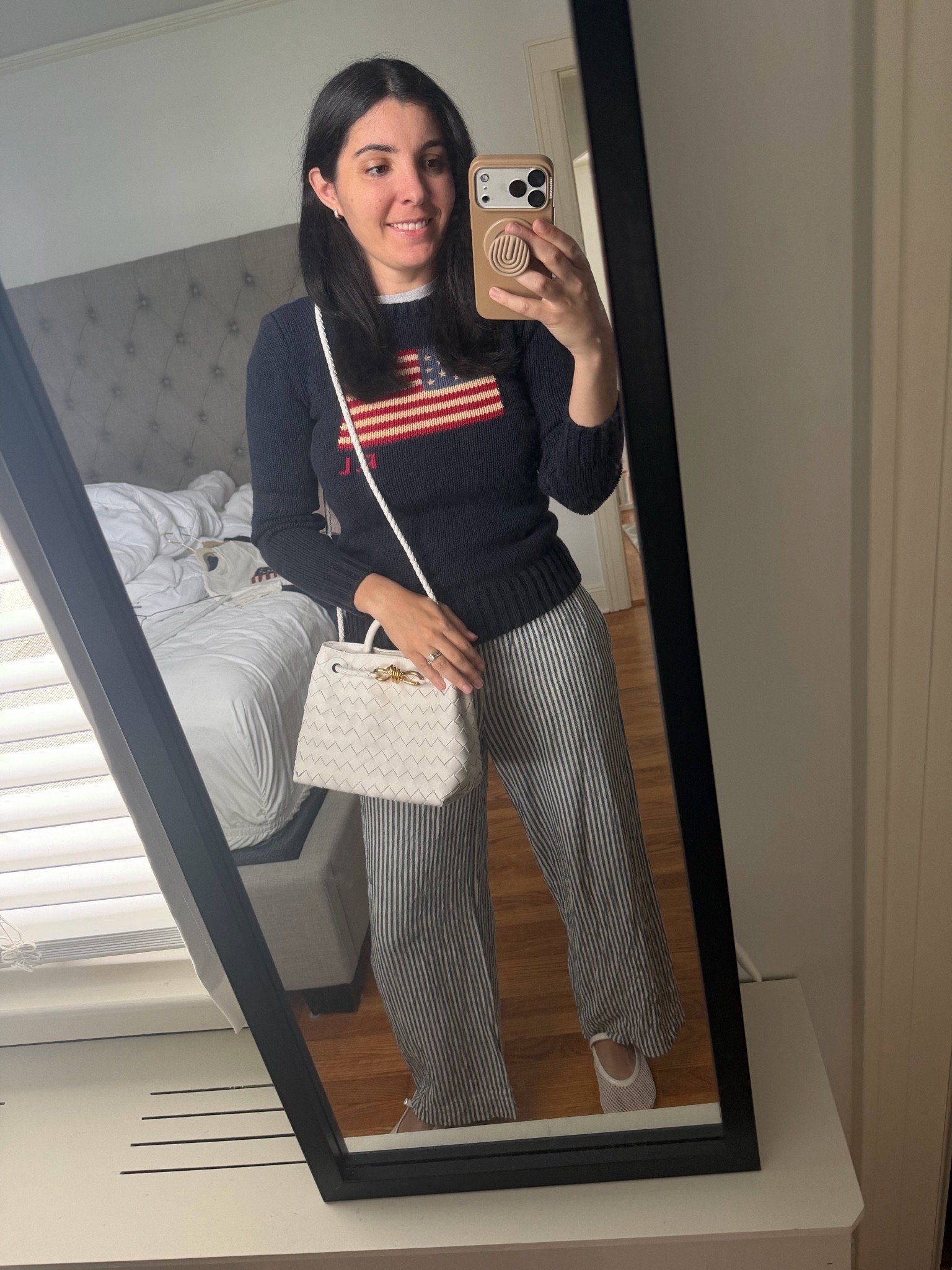 Memorial Day outfit 
Linen pants
Ralph Lauren sweater