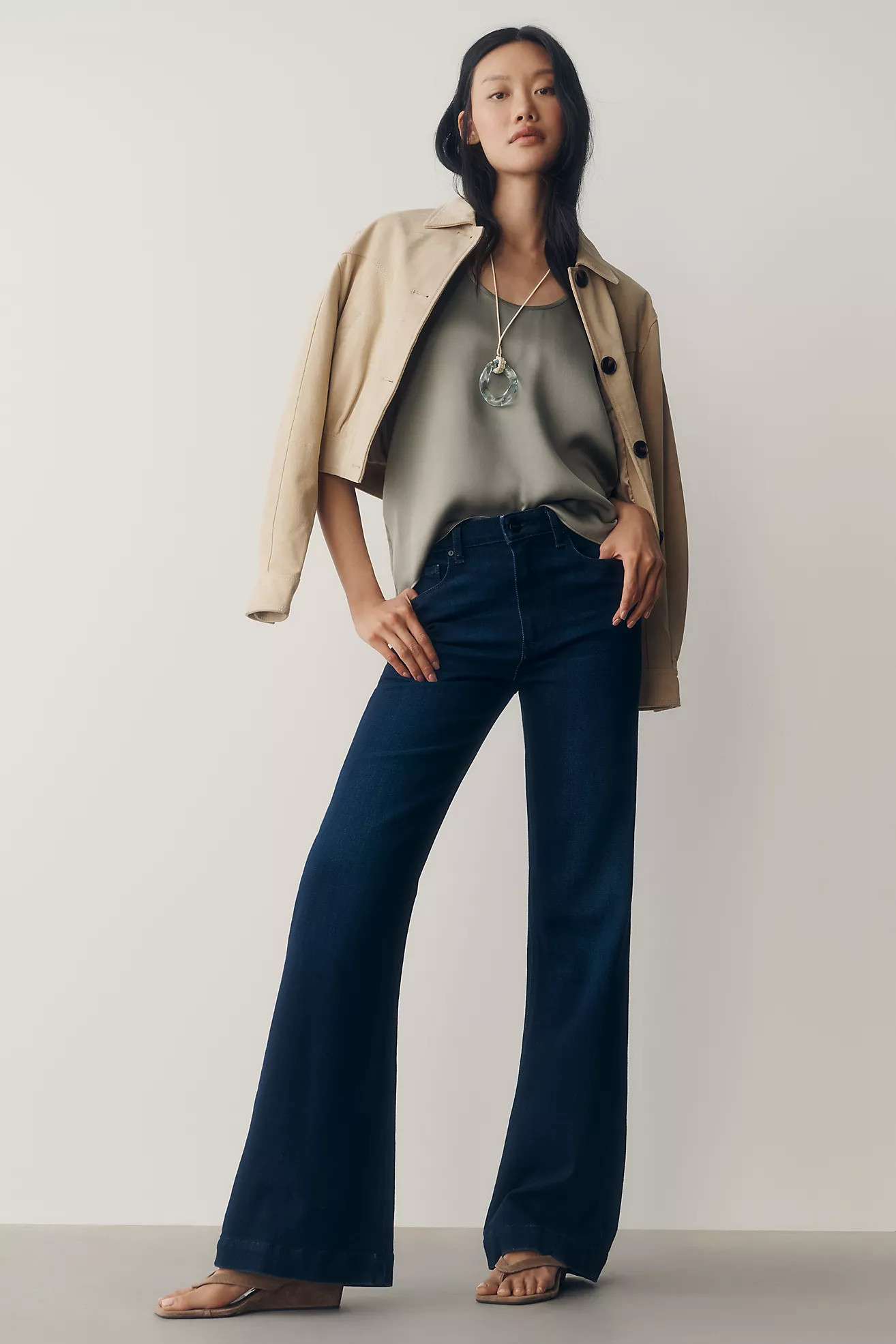 PAIGE Anessa Leenah 32" Mid-Rise Flare Jeans | Anthropologie (US)