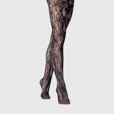 Women's Floral Net Tights - A New Day™ Black | Target