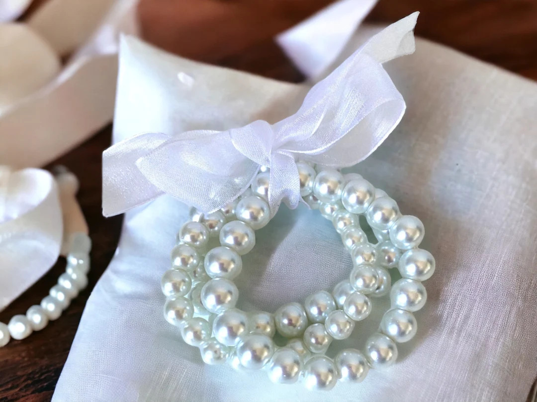 Cream Pearl Multi-strand Bracelet With Ribbon: Wedding Jewelry - Etsy | Etsy (US)
