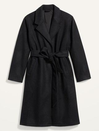 Oversized Soft-Brushed Tie-Belt Plus-Size Coat | Old Navy (US)