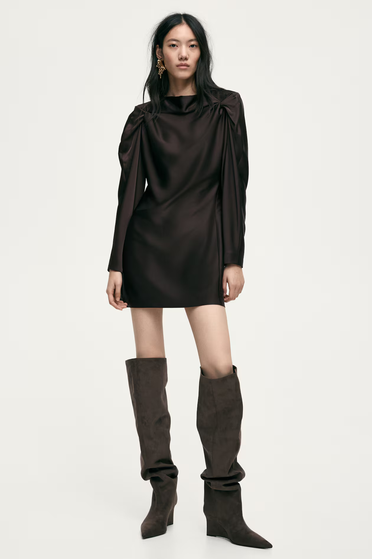 Puff-Sleeved Satin Dress | H&M (US + CA)