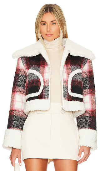 Natalie Cropped Jacket in Red & Black Check | Revolve Clothing (Global)