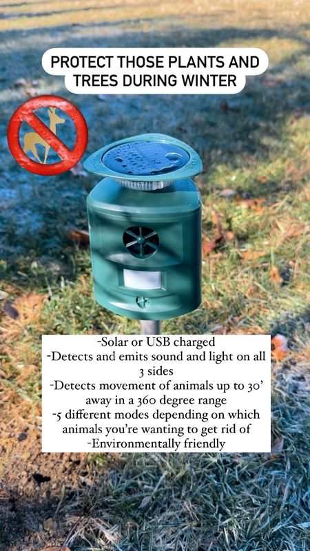 🌲Protect your trees and plants this winter with these ultrasonic animal repellers. With a 360 degree sensor range it can detect animals up to 30ft away!!

#home #homemaintenance #animalrepeller #amazonfind #gardenmusthaves #winterprotectants #winterhome

#LTKSeasonal #LTKhome #LTKfindsunder50