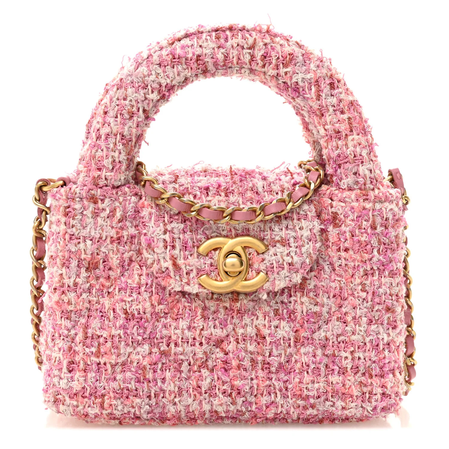 Tweed Quilted Mini Nano Kelly Shopper Pink | FASHIONPHILE (US)