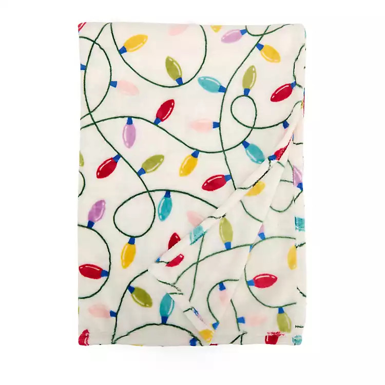Colorful Christmas Lights Plush Throw | Kirklands Home | Kirklands