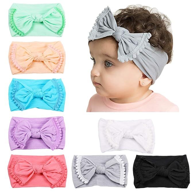 Baby Girl Nylon Headbands Newborn Infant Toddler Hairbands Bow Knotted Children Soft Headwrap Hai... | Amazon (US)