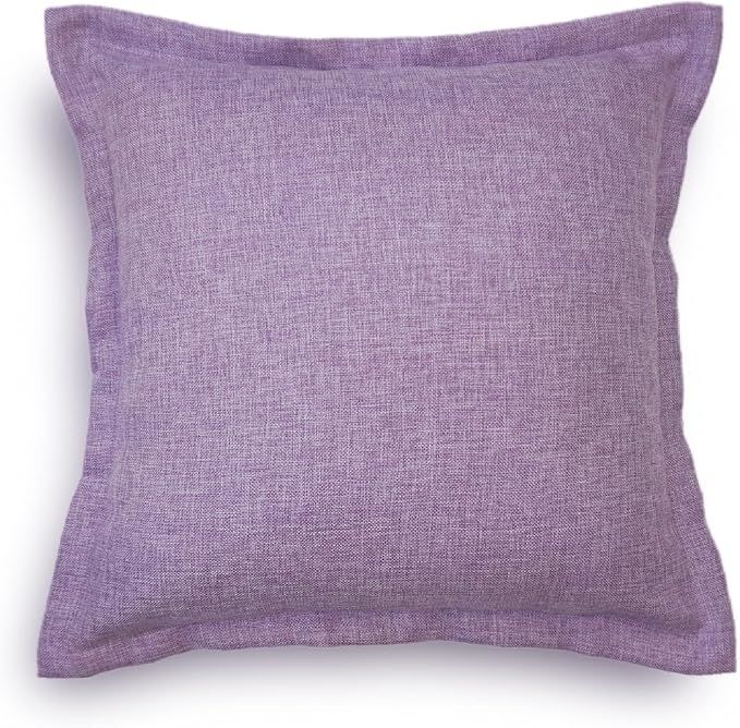 Aiking Home 18"x18" Solid Faux Linen Pillow Cover, Lavender | Amazon (US)