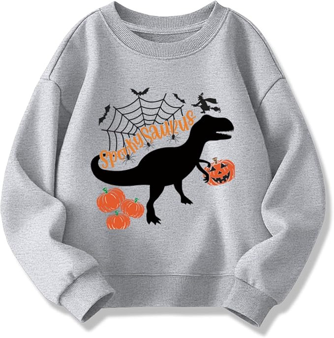 Toddler Halloween Sweatshirt Boys Girls Pumpkin Ghost Dinosaur Graphic Tees Kids Long Sleeve Outf... | Amazon (US)