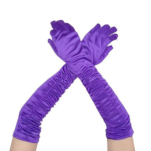 Purple Long Opera Party Gloves 1920s Satin Elbow Length Gloves Stretchy Satin Comfortable Fabric for Bridal Wedding Cosplay Costumes Cocktail Horse Racing Derby Carnivals Halloween Dress-Up Party | Amazon (US)