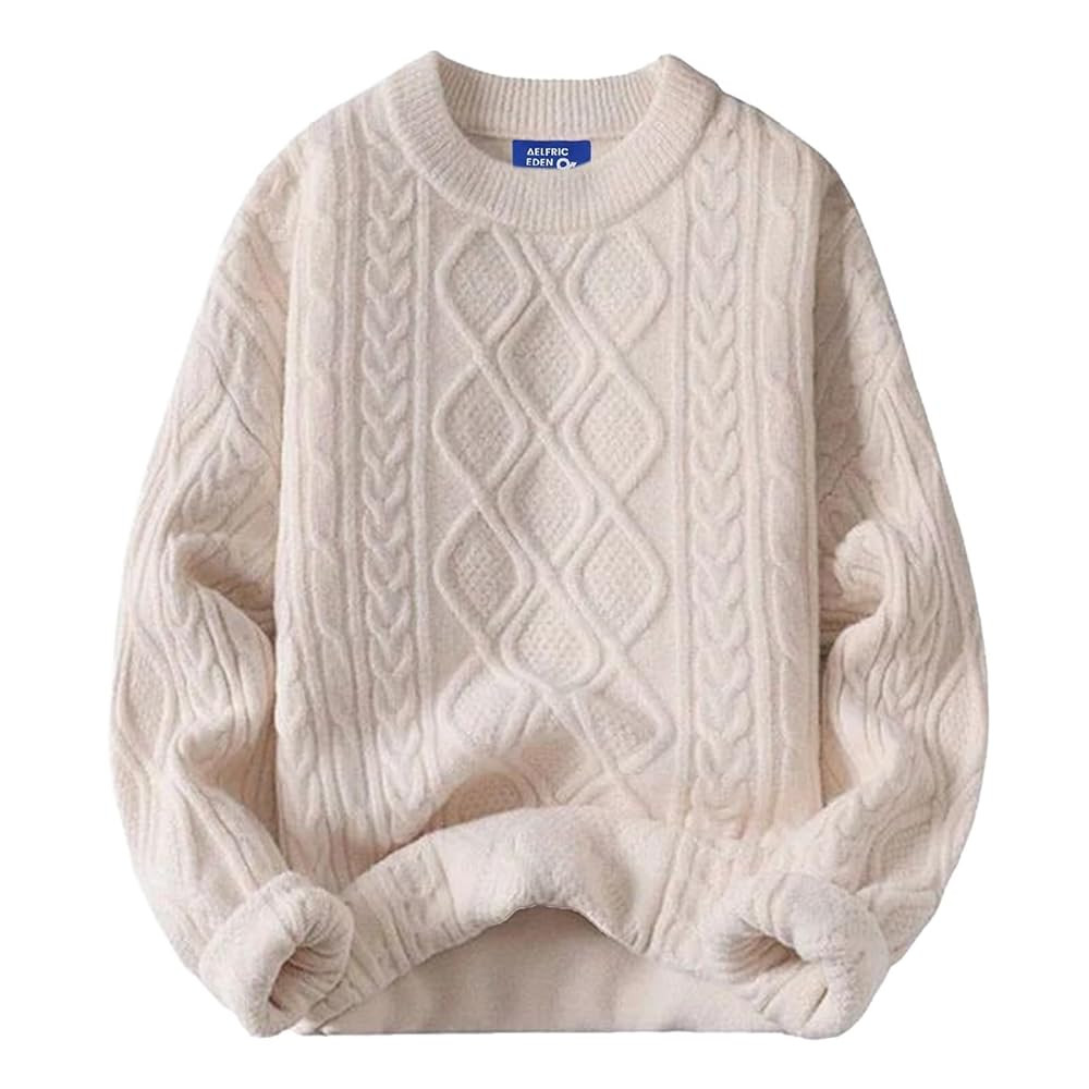 Aelfric Eden Oversized Sweater 90s Vintage Cable Knit Long Sleeve Women Heavy Crewneck Pullover | Amazon (US)