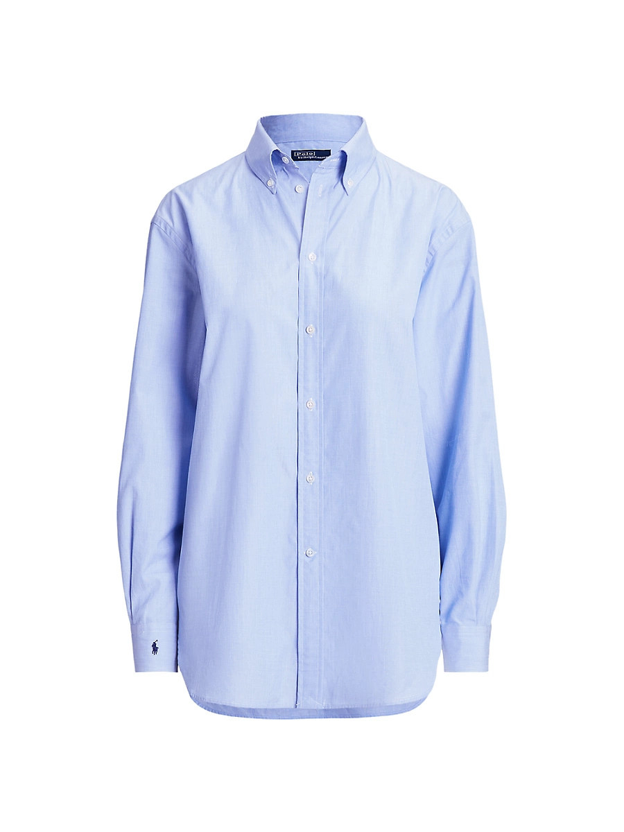 Women's Cotton Button-Down Shirt - Classic Medium Blue - Size Large | Saks Fifth Avenue
