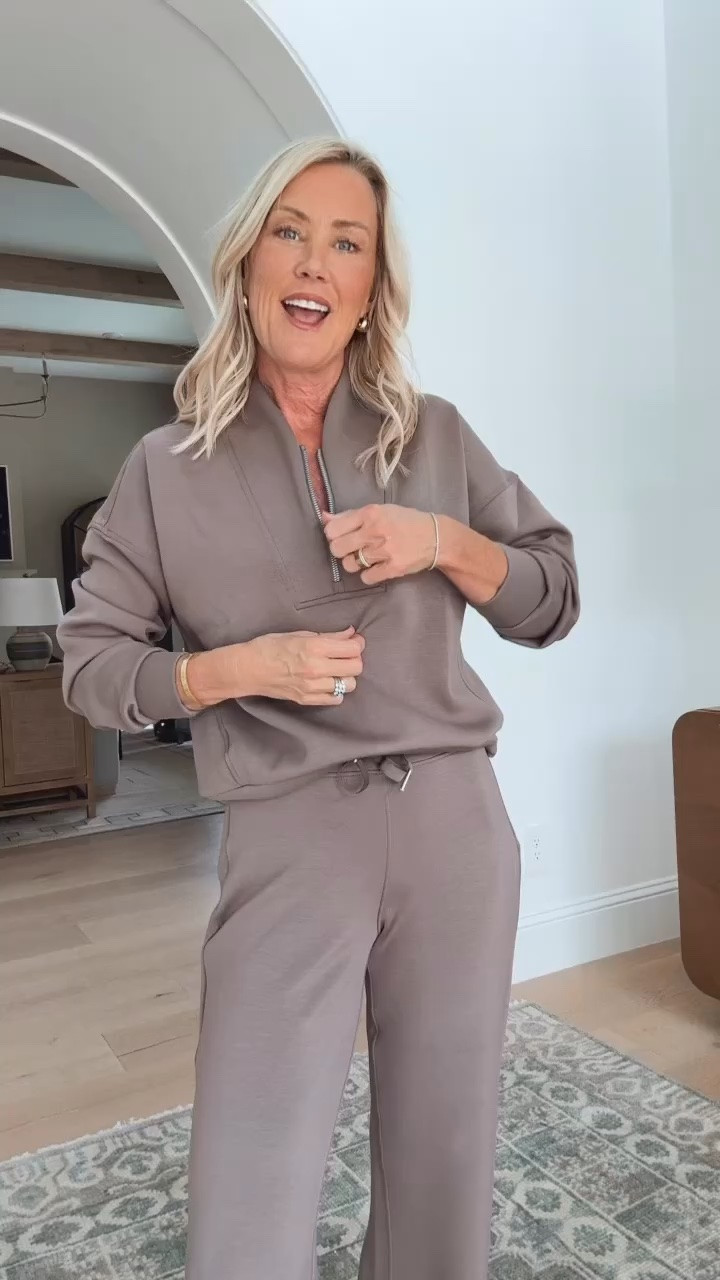 I’m also such a fan of this shawl collar half zip! The coziest added layer, paired with the wide leg pants, it makes the best travel uniform. 

Shawl collar half zip: xs
Wide leg pants: small regular

#LTKOver40 #LTKSeasonal #LTKSaleAlert