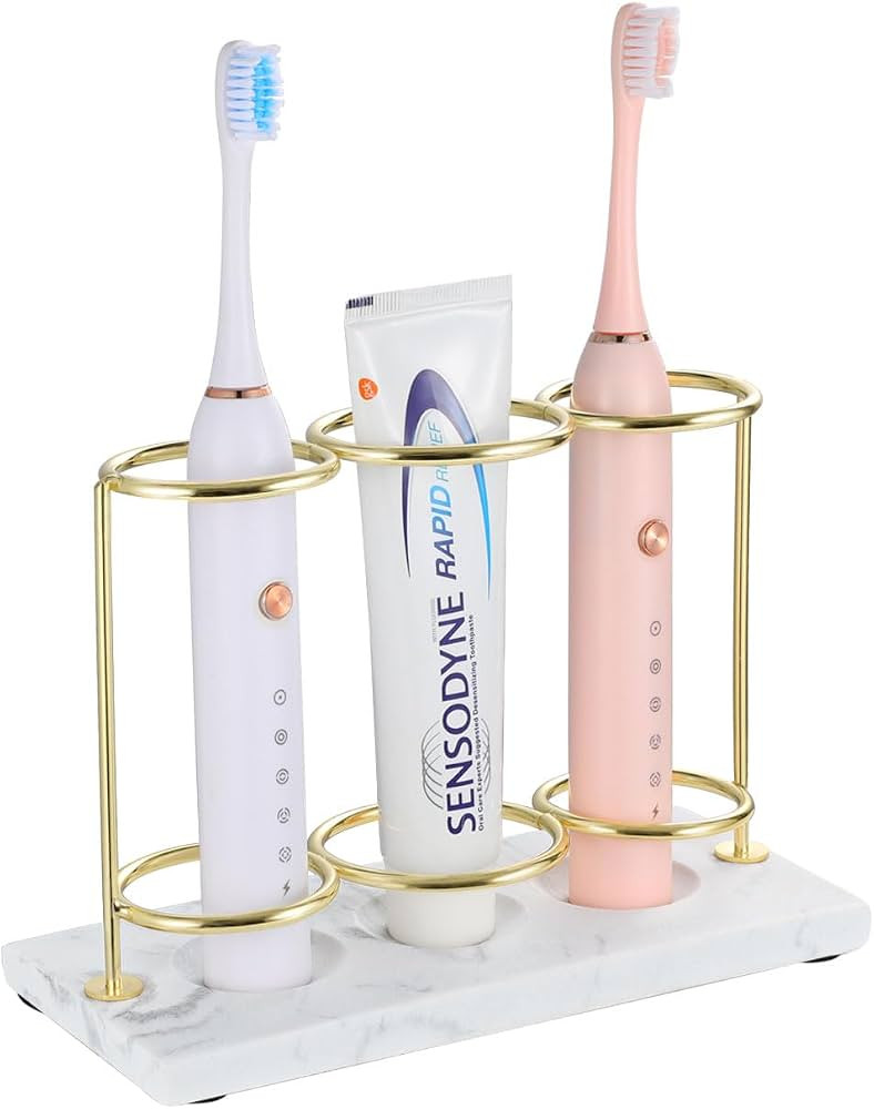 Emibele Electric Toothbrush Holder, 3 Slots 2-Layer Gold Toothbrush Holder | Amazon (US)
